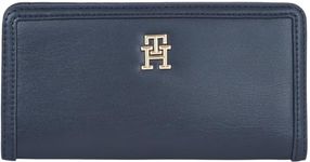 Tommy Hilfiger, Women, TH Monotype Large Slim Wallet, Wallets, Blue, One Size