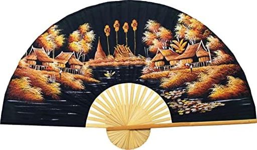 Medium 40" Folding Wall Fan - Guilded Morning - Original Hand-Painted