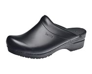 Sanita | Sonja PU Mule Clog | Original Handmade Flexible Leather Clog for Women | Anatomical Shaped Footbed with Soft Foam | Black | 6.5 UK