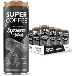 SUPER COFFEE Espresso, Iced Keto Coffee (0g Added Sugar, 10 Calories) [Triple Shot Black] 11 Fl Oz, 12 Pack | Iced Coffee, Cold Brew, Coffee Drinks, Smart Coffee - SoyFree GlutenFree