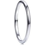 GALANI 2mm Women's Wedding Rings Silver Domed Plain Tungsten Carbide Engagement Band Comfort Fit Size T