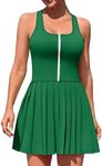 ATTRACO Workout Dress for Women Seamless Tennis Outfits with Pockets Exercise Dress Racerback Green M