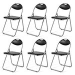 Safstar Folding Chairs Set of 6, 6 Pack Metal Folding Chairs with Padded Seat, 6-Piece Black Foldable Chairs for Reception Waiting Meeting Room Office Lobby Church, Free Assembly, 254 LBS Capacity