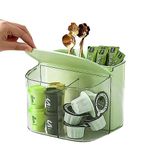 Hosoncovy Tea Bag Coffee Capsule Sugar Storage Holder Tea Box Containers Tea Packet Rack Teabag Shelf Tea Station Stand for Cabinet Countertop (Green)