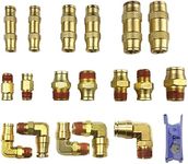 TL TOOLEGIN DOT Brass Push to Connect Fittings 1/4" Air Brake Union 3/8" Air Line Fittings Push in Fittings DOT Air Fittings Brass Union Air Brake Repair Kit with tube cutter and case