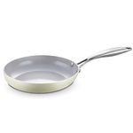 Non Stick Ceramic Frying Pan with Stainless Steel Handle - Non Toxic, PTFE & PFOA Free 8 Inch Egg Pan Skillet - Dishwasher and Oven Safe Fry Pan