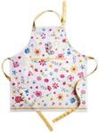 Maison d' Hermine Apron 100% Cotton 27.50"x31.50" 1 Piece Adjustable Neck Strap Cloth Apron with Center Pocket for Mother's Day Gifts, Chef, Women, Men, Wedding, Happy Florals - Sweety - Spring/Summer