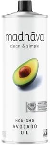 MADHAVA Avocado Oil (33.8 oz, 1L Tin), Single Source, 100% Pure, Neutral Flavor, High Heat Cooking Oil, 520-Degree Smoke Point, Non-GMO