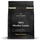 Protein Works 100% Micellar Casein Protein Powder | Slow Release Protein Shake | Amino Acids | High Protein | Banana Smooth | 500 g