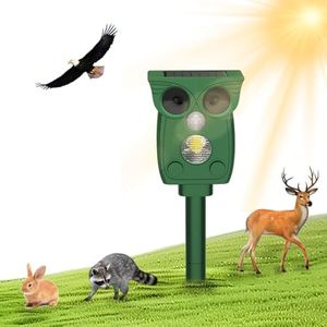 Yongge Repelente para Gatos Exterior, Ultrasónico Ahuyentador de Perros, Palomas, Pájaros, Perros, Ratones, Zorros, Disuasión Solar IP54 Impermeable con LED Intermitentes