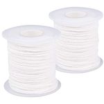 CREPUSCOLO 2 Roll 400ft Braided Candle Wicks for Candle Making, Natural Cotton Candle Wicks Oil Lamp Wick String Line Low Smoke Universal Wick Spool Candle Supplies for DIY Candle Making Craft Gift