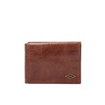 Fossil Men's RFID-Blocking Leather Execufold Trifold Wallet, Ryan Dark Brown, One Size