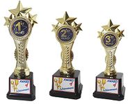 Victory Trophy for Sports, Events & Functions Set of 3 || Golden Colour Future Champs Trophy (10, 8, 7)