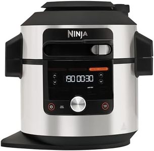 Ninja Foodi MAX Multikocher mit SmartLid, 7,5L, 12-in-1 Multicooker, Pressure Cooker Schnellkochen, Airfryer Heißluftfrittieren, Slow Cooker Langsamkochen, Edelstahl, OL650EU