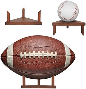 Americanflat Ball Display Stand with Pegs - Set of 3 - Sports Ball Display Stand for Baseballs, Golf Balls, Basketballs or Footballs - Double-Sided Ball Holder - All-Star Collection - Walnut