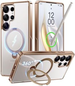 CASEKOO Titanium Gold for Samsung Galaxy S25 Ultra Case with Patented 360° Spin Magnetic Stand, 16FT Military Protection, Fit for MagSafe, Protective Polish S25 Ultra Case with Kickstand Ring 6.9"