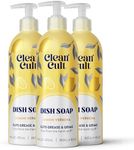 Cleancult - Lemon Verbena - Liquid Dish Soap - Refillable Aluminum Bottle - Dish Soap that Cuts Grease & Grime - 16 oz - 3 Pack
