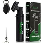 Golf Club Cleaner Brush with Water Spray in Black - Updated Design with Strong all-in-one Brush Head and Improved 75cm Retractable Wire Attachment - Ideal Shoe, Bag, Grip or Golf Ball Cleaner