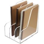 SANRUI Clear Acrylic Magazine Holder with 3 Compartments, Document Folder for Office Organization and Storage,Desktop File Magazine Book Storage Shelf for Office Desk