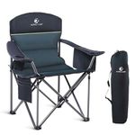 ALPHA CAMP Camping Chairs for Adults Heavy Duty Camping Chair Up to 200 kg Folding Camping Chair with Cup Holder and Cooler Bag for Outdoor Picnic Camping Fishing, Lightweight and Portable, Green