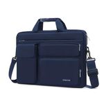 MOSISO Laptop Shoulder Bag Compatible with MacBook Air 15 inch M3 M2 2024 2023/Pro 16 M3 M2 M1 2024-2019,15-15.6 inch Notebook with 2 Raised&1 Flapover&1 Horizontal Pocket&Handle&Belt, Navy Blue