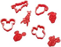 Prestige New Disney Bake with Mickey Mouse Cookie Cutter Set of 4 - Red Cookie Cutters with Mickey and Friends Character Stamps Included, Dishwasher Safe