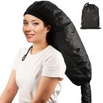 Segbeauty Bonnet Hooded Hair Dryer Attachment, Black XL Adjustable Deep Conditioning Cap, Upgraded Drying Heat Cap with Elastic Strap for Natural Curly Textured Hair Care Fast Drying Styling