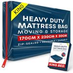 King Mattress Storage Bag with Zipper - 1 Pack Blue Waterproof Mattress Cover for Moving - Mattress Bag to Protect Beds from Stains, Dust, and Pest Damage - Plastic Mattress Cover