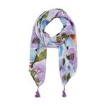 Hadley Wren Women's Spring Abstract Floral Lightweight Fashion Scarf with Tassels, Watercolor Blossom Purple, One Size, Watercolor Blossom Purple, One Size