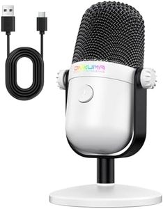 Gaming Microphone with Noise Cancellation & Mute Button, USB Condenser Mic for Streaming/Recording, Ultra-Compact Design, Compatible with PC/Mac/PS4/PS5, Podcast/YouTube/Twitch/Discord (White)