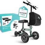 Helavo Knee Scooter with Puncture-Proof, Flat-Free Solid Rubber Tires - Foldable Knee Scooter for Broken Ankle, Foot or Lower Leg Injuries, Compact Crutches Alternative with 2 Knee Pads Included