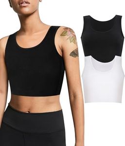 LEINIDINA Chest Binder for Transgender FTM LGBT Tomboy Tops Women Breathable Binder Bra Tank Tops Elastic Black&White 4X-Large