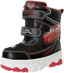 Disney Cars snowboots - Lightning McQueen fleece fur lined insulated waterproof winter boots for boys - Red Black (size 12 little kid)