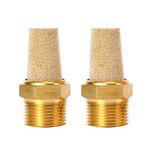 Quickun Air Pneumatic Mufflers, 1/2" Male Thread Sintered Bronze Exhaust Muffler Silencer (Pack of 2)