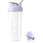 hzpolang Protein Shaker Bottle 700ml / 24oz with Plastic Mixball Leak-Proof BPA Free High Capacity Bottles for Men and Women Slim Fast Fitness Gym Sports Drink Workout Cup (Purple)