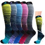 Hi Clasmix Graduated Compression Socks for Women&Men Wide Calf Comfort Best for Circulation,Pregnancy,Media,Nurse,Running,Travel