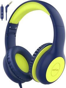 EarFun Kinder Kopfhörer, Kopfhörer Kinder mit Kabel, 85/94dB Lautstärkenbegrenzer, HiFi Klang, faltbar, verstellbar, Mic, Audio-Sharing, Over-Ear Kinderkopfhörer für Schule/Tablet/Reisen, Dunkelgrün