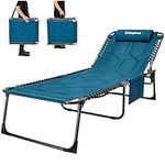 KingCamp Oversize Padded Sun Lounger Garden 5-Position Adjustable Backrest 78.7x26.7in Folding Sun Loungers for Heavy People Sun Bed with Pillow Lounge Chair for Camping Patio Pool Indoor Outdoor