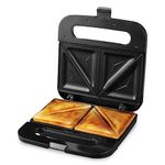 Ovente Electric Sandwich Maker 750 Watts Fast Heating with Non-Stick Coated Plates, Portable and Compact, Easy to Clean, Anti-Skid Feet Preventing Slips and Falls, Black (GPS401B)