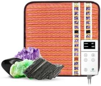 HealthyLine Small Far Infrared Electric Heating Pad for Pain Relief, Heat Therapy with Tourmaline, Amethyst & Obsidian Gemstones, Calming Negative Ions, Auto Shut Off Inframat Pro 18"x18"