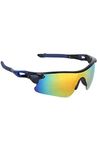 TENFORD UV Protected Sports Sunglasses for Women Men Multicolored Outdoor Sports Cricket, Cycling, Riding, Running, Baseball, Fishing Glasses Goggle (Unisex Adult) (BLKBLU)