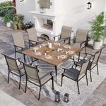 SUNSHINE VALLEY 9 Piece Patio Dining Sets for 8, Outdoor Table and Chairs Set with Large Square Patio Dining Table and 8pcs Patio Stable Chairs, Outdoor Dining Sets for Backyard Deck Garden