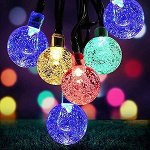 Solar String Lights Outdoor Waterproof,8 Mode 7M/24Ft 50 LED Crystal Ball Outdoor Solar Powered String Lights for Patio,Solar Garden Lights for Yard Porch Wedding Party Decoration(Multi-Color)