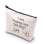 Cat Lover Makeup Bags Kitty Mom Gift Crazy Cat Lady Travel Pouch Cat Owner Gift I Just Freaking Love Cats Cute Kitten Theme Cosmetic Bag (Love Cats CA)