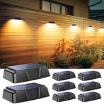 Brightown Solar Lights Outdoor Waterproof - 8 Pack Solar Fence Lights with Warm White,Cool White, RGB 7 Colors, LED Solar Deck Lights, Outdoor Solar Lights for Outside Patio Yard Step Holiday