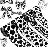 Kuscul 4 Rolls 20 Yards Cow Print Wired Edge Ribbons Black White Cow Spot Pattern Ribbons Cow Print Ornaments Fabric Ribbons Animal Print Ribbon for Wreaths DIY Craft Home Party Decoration, 2 Styles