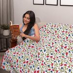 Urban Space Single Bed Comforter 120 GSM Microfiber 3 Layered Quilt Dohar Soft Lightweight Reversible Printed AC Blanket Single Bed for All Season (Kashmir Pink & Blue - 145cm x 225cm)