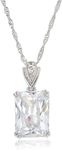 RIZILIA ICON Birthstone Necklace for Women - Rectangular Radiant Cut CZ Solitaire Pendant in April White CZ - 18K White Gold Plated, 18"+2" Chain - Gift Boxed for Her, Mother Birthday