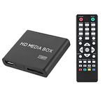 1080p HD Media Player,Mini VGA Media Player Stereo Surrounding Sound AV/HDMI/YPbPr Output with Remote Control Supports SD Cards and USB Devices(Black)