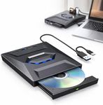 7-in-1 External USB DVD Drive & Blu-ray Player,USB C 3.0 Type-C Portable BD/DVD/CD Burner Writer Reader with 3 USB Ports Hub & SD/TF Card Reader,6X Blu-ray Optical Drive for Laptop Desktop (1pc)